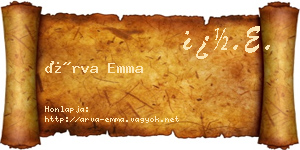 Árva Emma névjegykártya